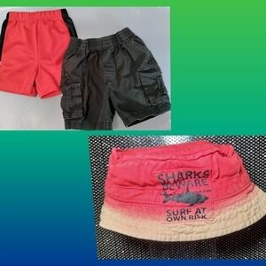 18 month boy shorts and sun hat